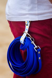 Porte longe en biothane - Motif marguerites